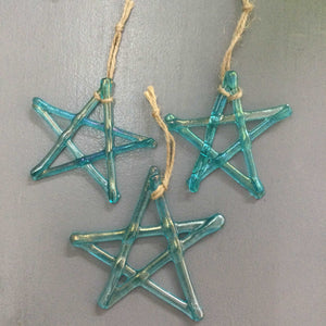 Fused Glass Star Hanger - Light Aqua - Fused Glass By Claire Harris 