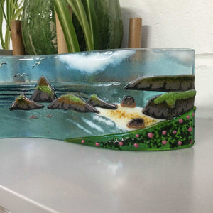 9cm Kynance Cove freestanding wave - Fused Glass By Claire Harris 