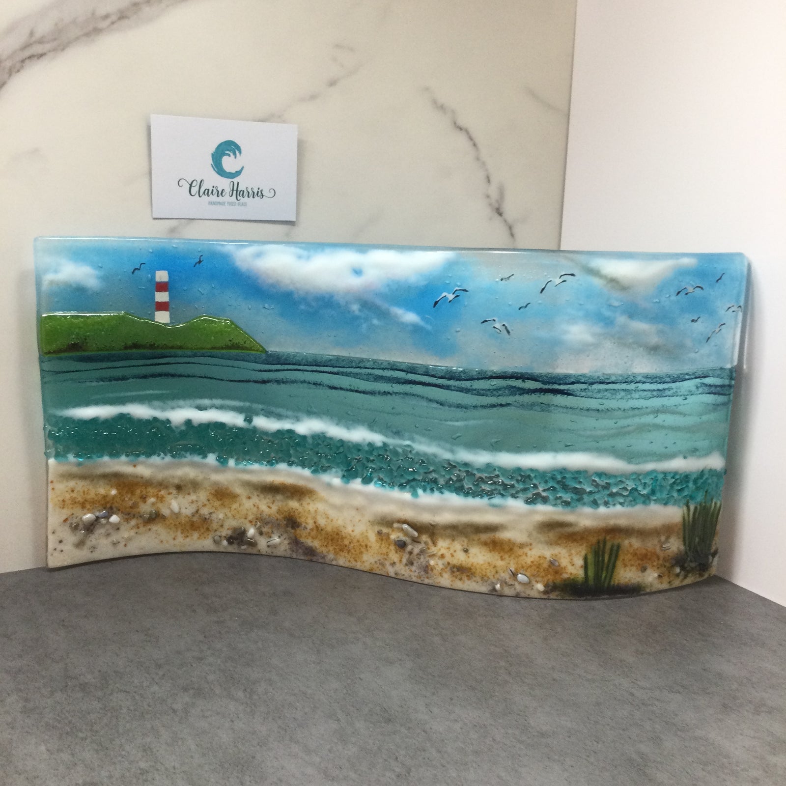 Jumbo Freestanding Wave- Cornish Beach Scene with view to Gribbin Head