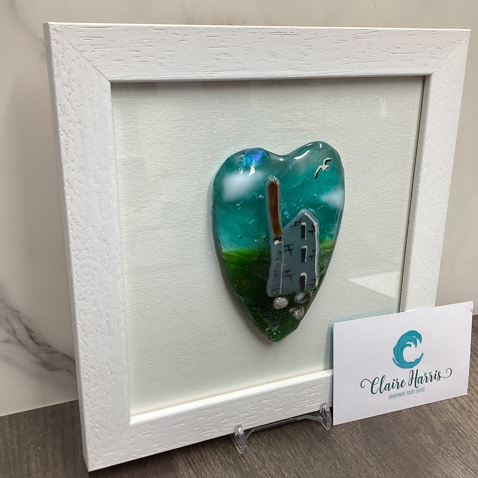 Fused Glass Framed Engine House Conical Heart