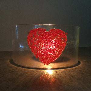 LIMITED EDITION Red Heart Fused Glass Curve