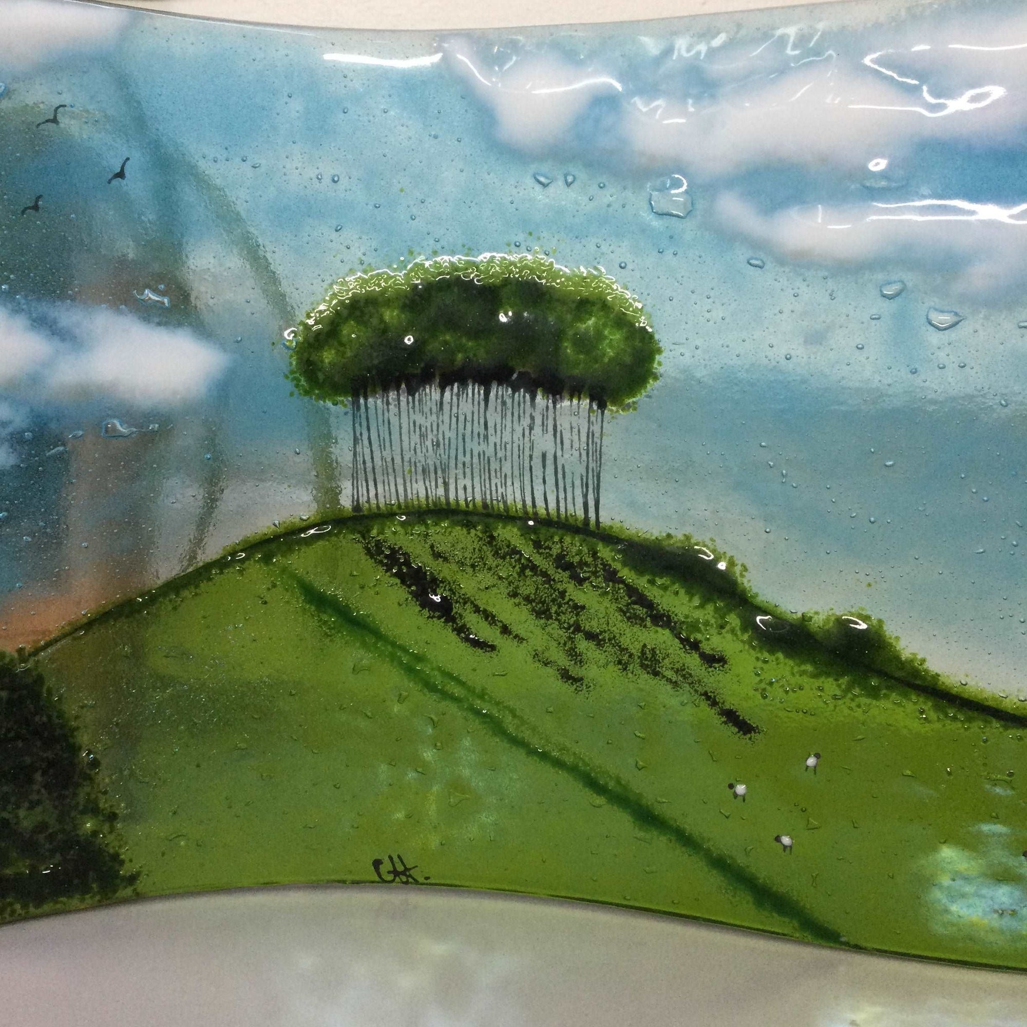 Jumbo Fused Glass Nearly Home Trees, Cornwall Border, Cookworthy Knapp - Fused Glass By Claire Harris 