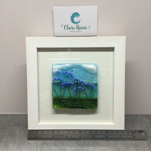 Square Framed Fused Glass - Agapanthus Scene