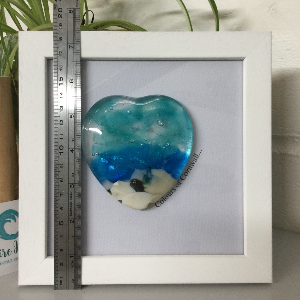 Fused Glass Sea Scene Framed Heart
