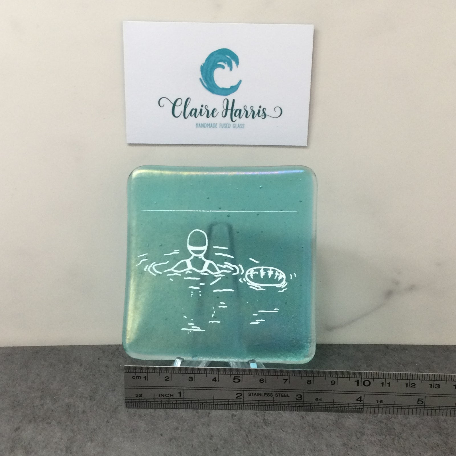 Cornish Wild Swimmer with Float, Light Aqua Trinket Dish