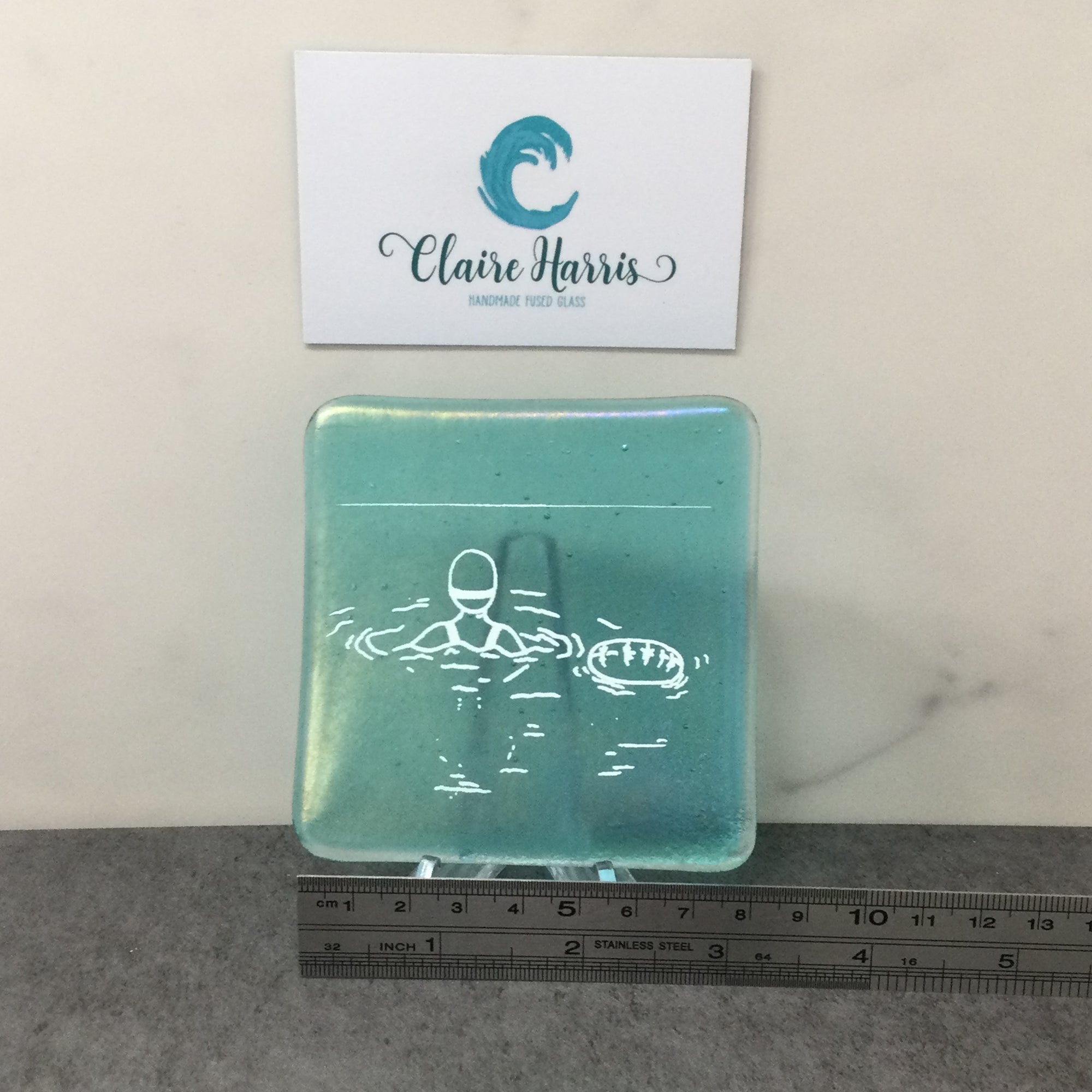 Cornish Wild Swimmer with Float, Light Aqua Trinket Dish