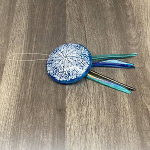 Fused Glass Patterned Jellyfish Hanger Turquoise