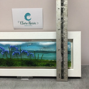 Regular size Framed Agapanthus, rectangle framed fused glass