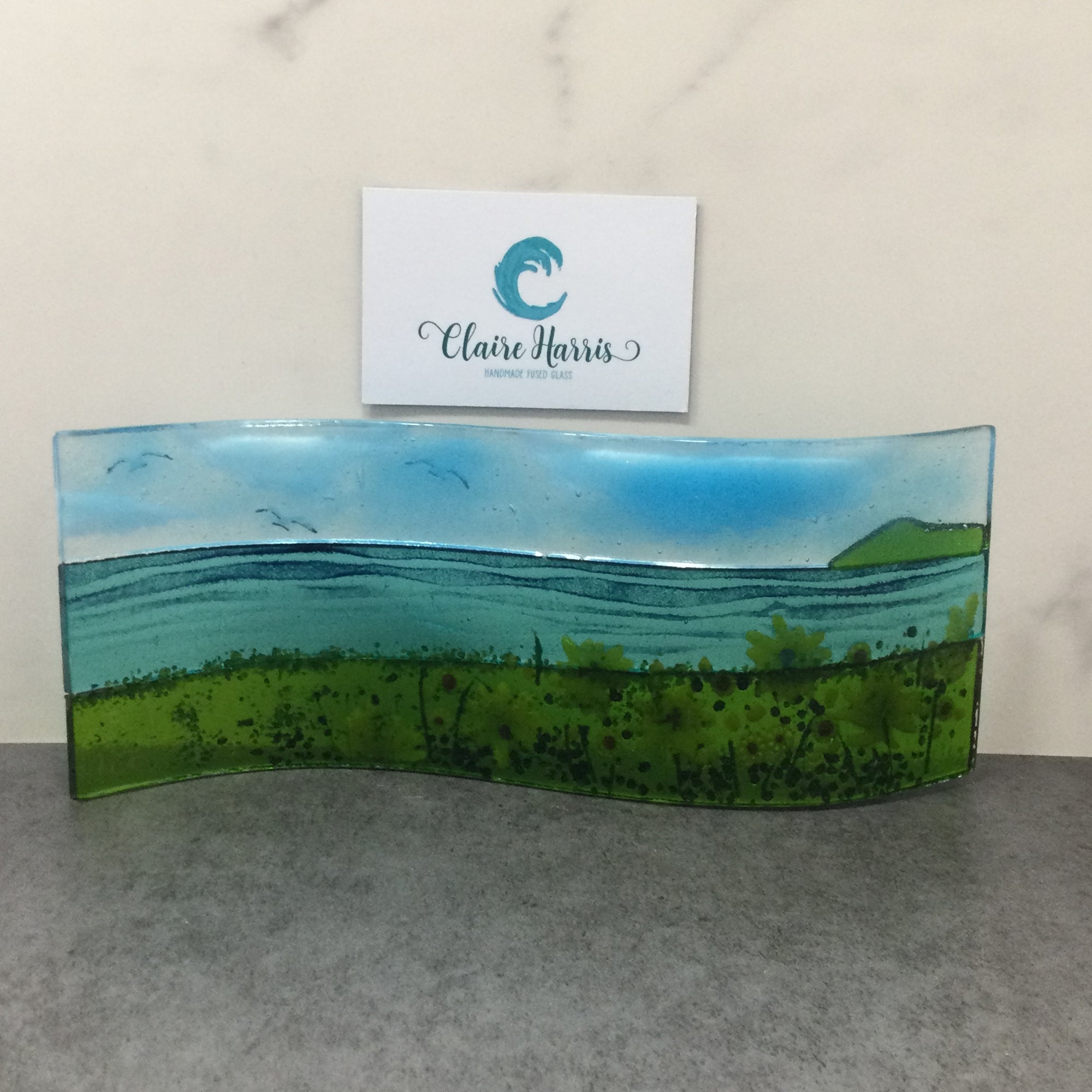 Large Freestanding Wave - Sunflower Field Scene