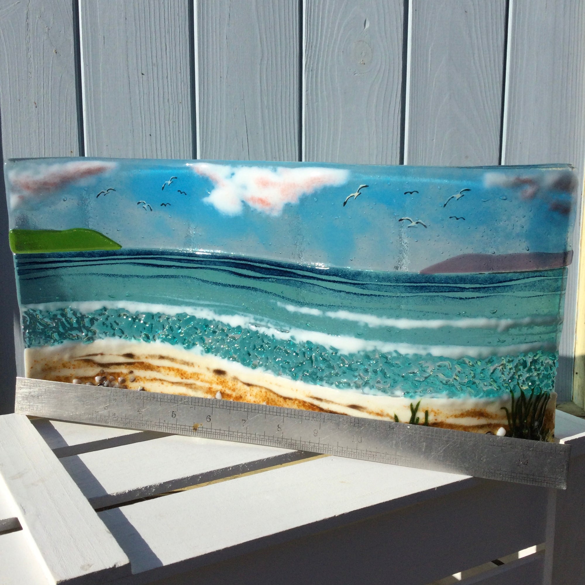 Jumbo Freestanding Wave - Cornish Beach Scene with Sea Grass