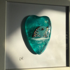 Limited Edition Fused Glass Framed Seal Heart A