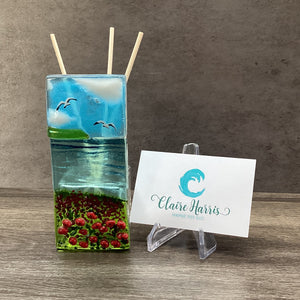 Fused Glass Reed Diffuser - Poppy Field Scene