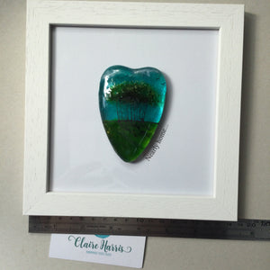 Fused Glass Framed Nearly Home Trees Conical Heart