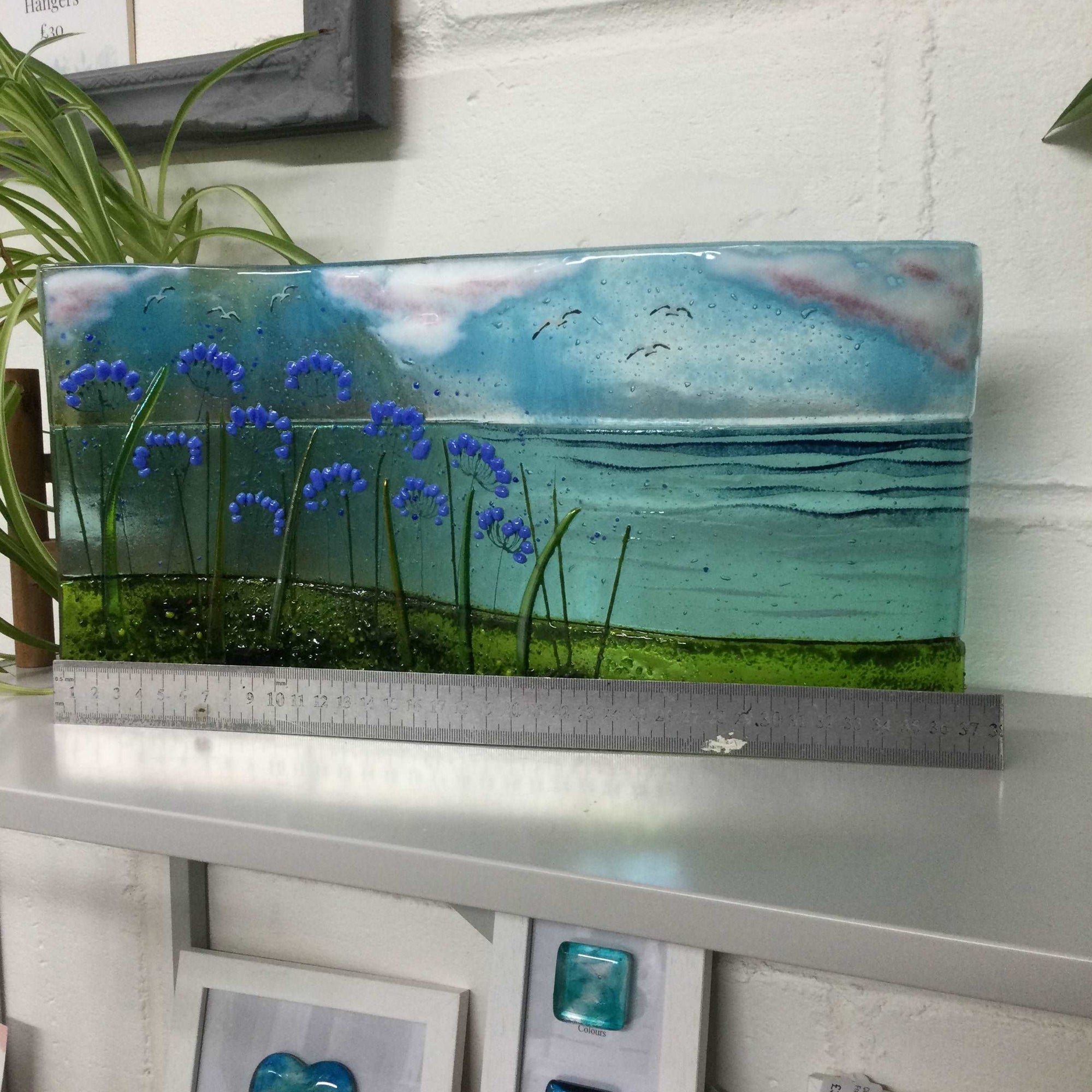 Jumbo Fused Glass Agapanthus Freestanding Wave - Fused Glass By Claire Harris 