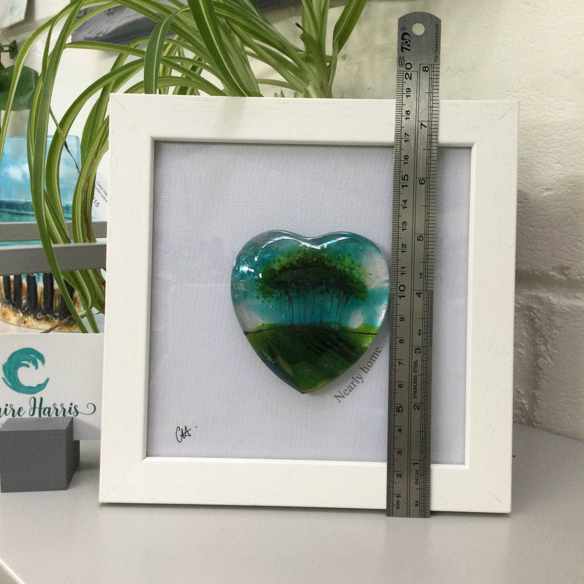 Framed Fused Glass Nearly Home Trees Heart - Fused Glass By Claire Harris 