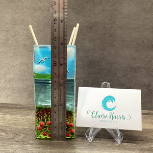 Fused Glass Reed Diffuser - Poppy Field Scene