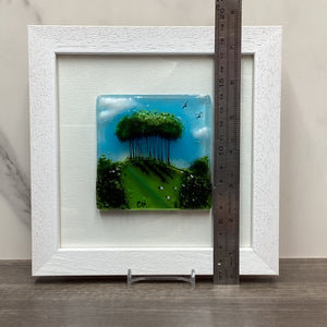 Framed Fused Glass Square Nearly Home Trees