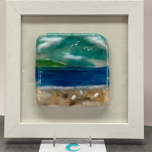 Square Framed Fused Glass Sea Scene