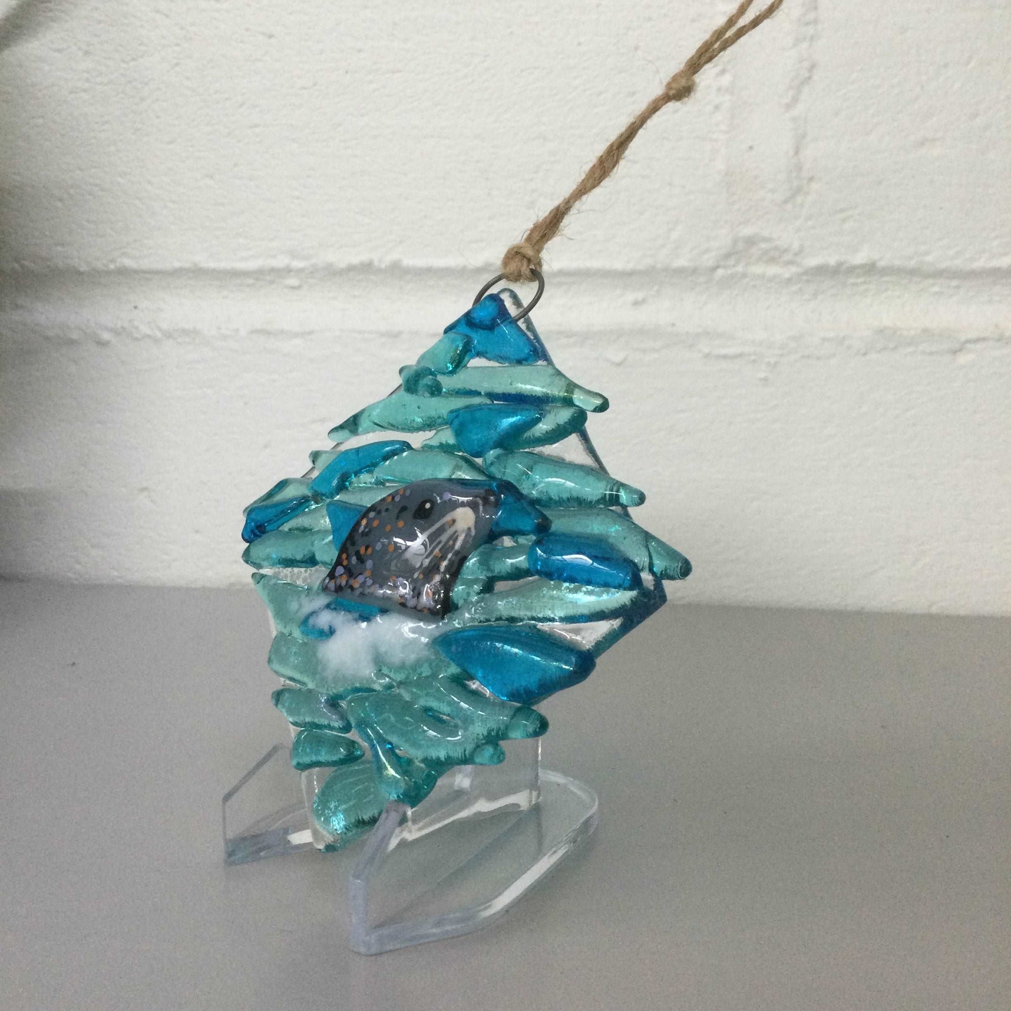 10cm Seal Hanger - Fused Glass By Claire Harris 