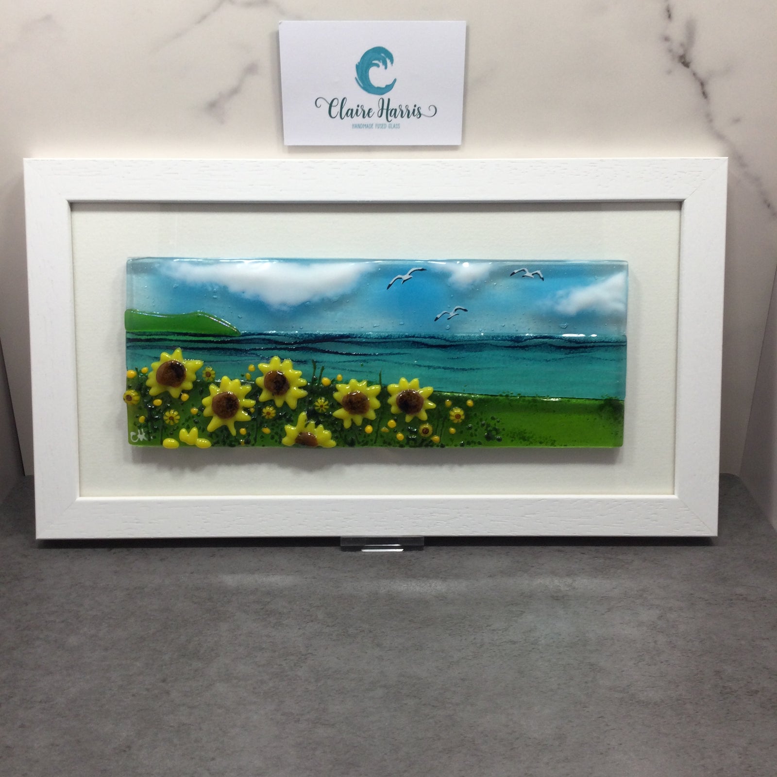 Large Framed Rectangle Sunflower Scene