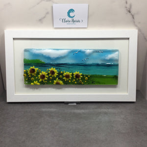 Large Framed Rectangle Sunflower Scene