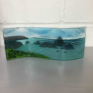 9cm Kynance Cove freestanding wave - Fused Glass By Claire Harris 