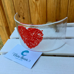 LIMITED EDITION Red Heart Fused Glass Curve