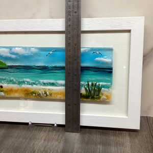 Large Framed Rectangle Sea Scene with Grass