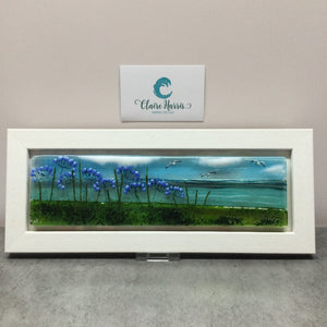 Regular size Framed Agapanthus, rectangle framed fused glass