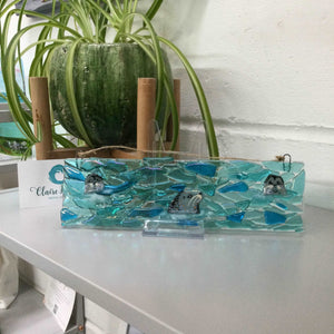 Horizontal Large Hanger - Trio Of Seals - Fused Glass By Claire Harris 