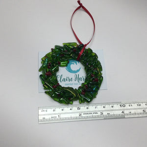 Fused Glass Small Christmas Wreath Hanger