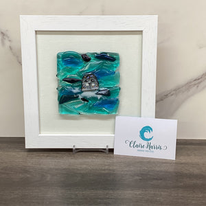Square Framed Fused Glass Seal front Facing