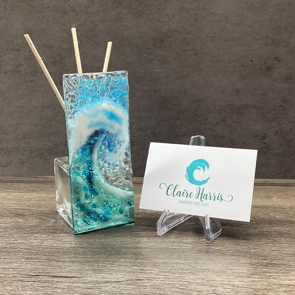 Handmade Fused Glass Reed Diffuser – Light Aqua Wave - Fused Glass By ...