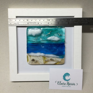 Square Framed Fused Glass Sea Scene