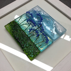 Square Framed Fused Glass - Agapanthus Scene