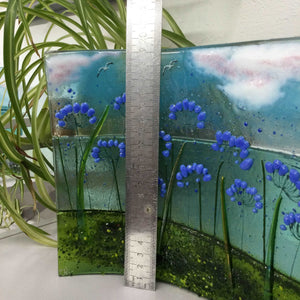 Jumbo Fused Glass Agapanthus Freestanding Wave - Fused Glass By Claire Harris 