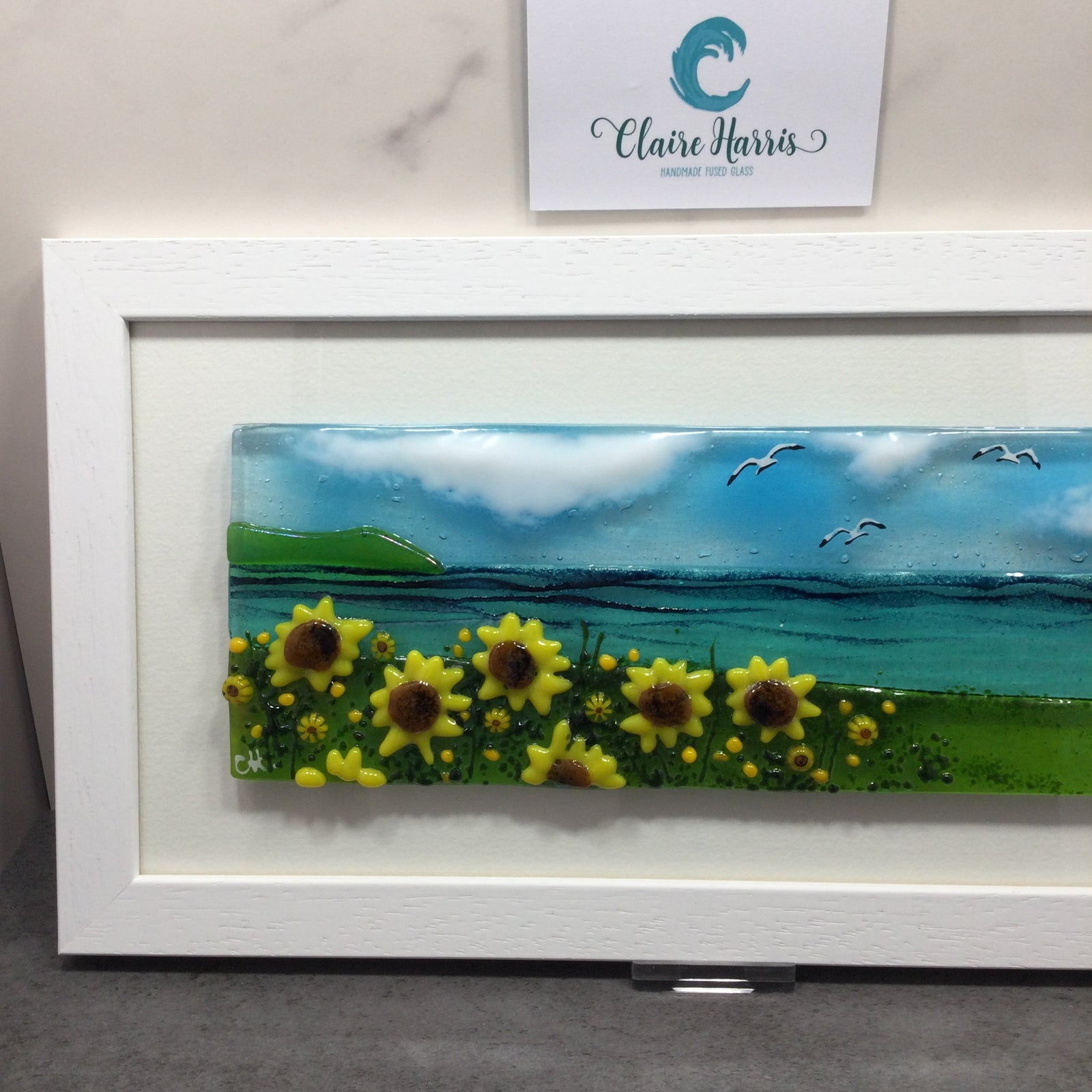 Large Framed Rectangle Sunflower Scene