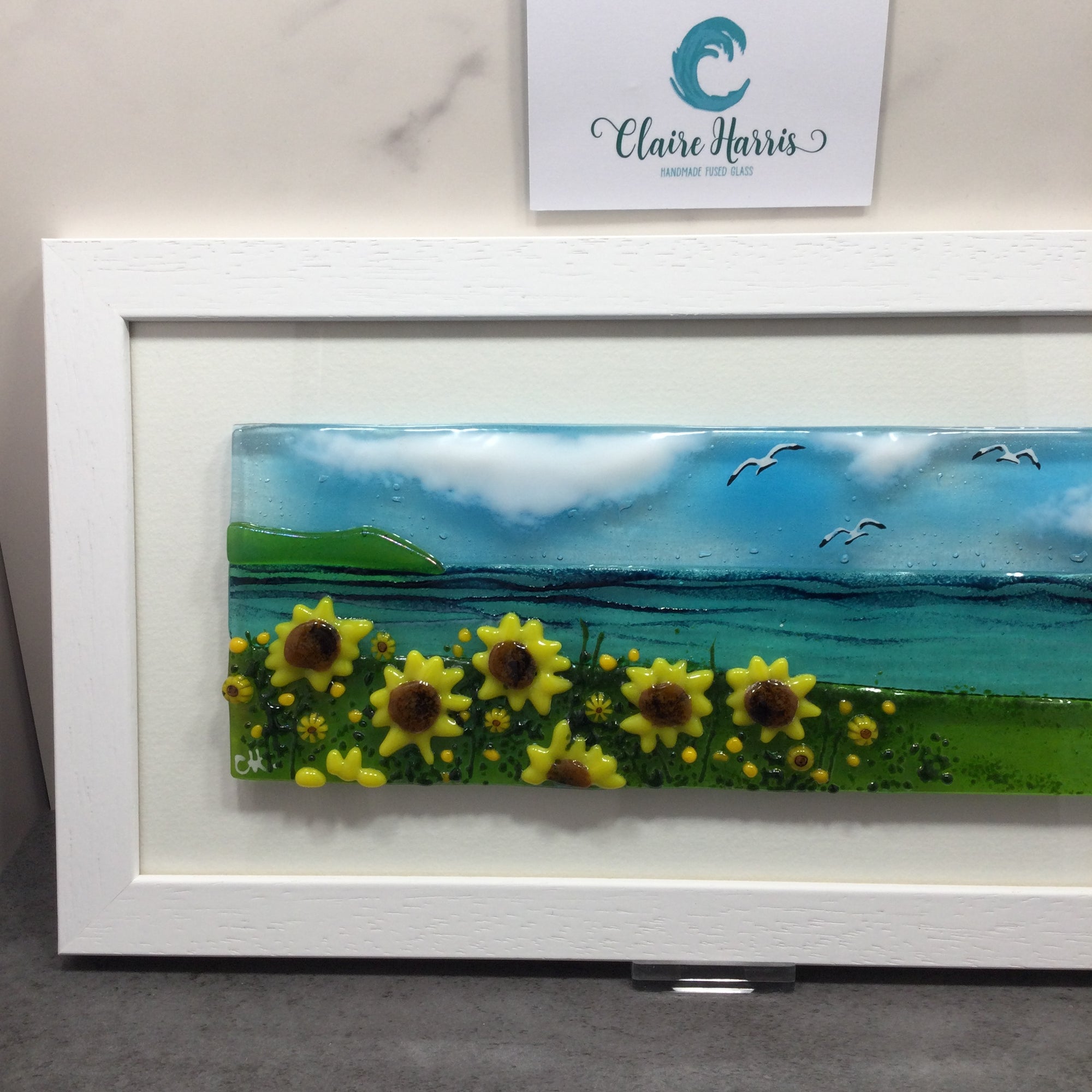 Large Framed Rectangle Sunflower Scene