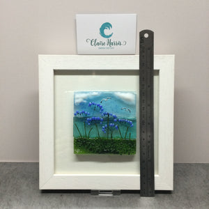 Square Framed Fused Glass - Agapanthus Scene