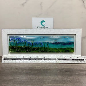 Regular size Framed Agapanthus, rectangle framed fused glass