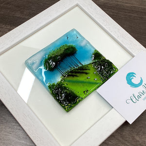 Framed Fused Glass Square Nearly Home Trees