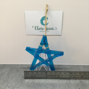 Fused Glass Star Hanger - Turquoise