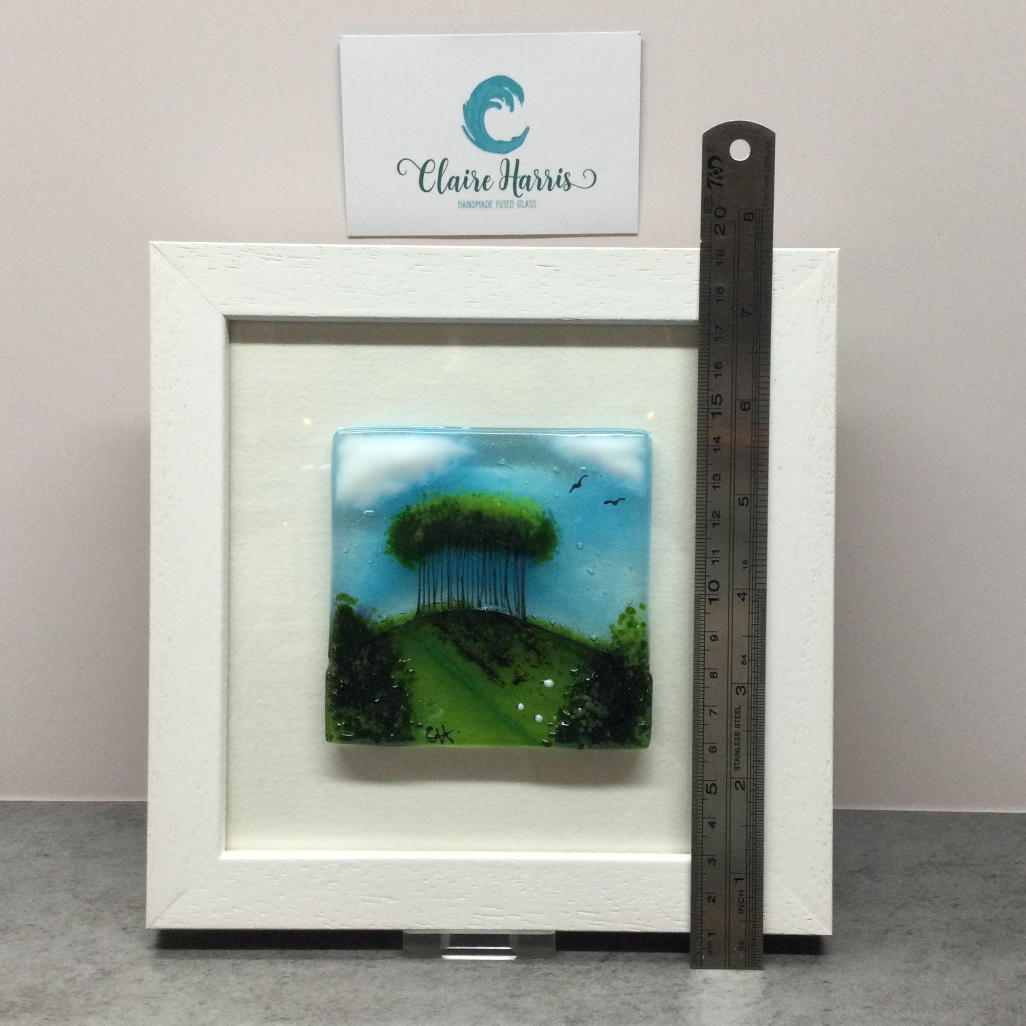 Framed Fused Glass Square Nearly Home Trees