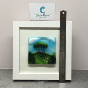 Framed Fused Glass Square Nearly Home Trees