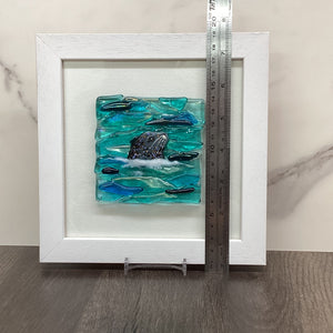 Square Framed Fused Glass Seal Side Facing, handmade fused glass by Claire Harris in Cornwall, view 5
