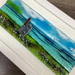 Large Framed Rectangle Engine House Scene