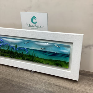 Regular size Framed Agapanthus, rectangle framed fused glass