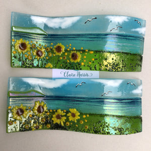 Large Freestanding Wave - Sunflower Field Scene