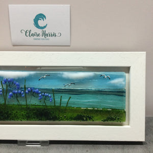 Regular size Framed Agapanthus, rectangle framed fused glass