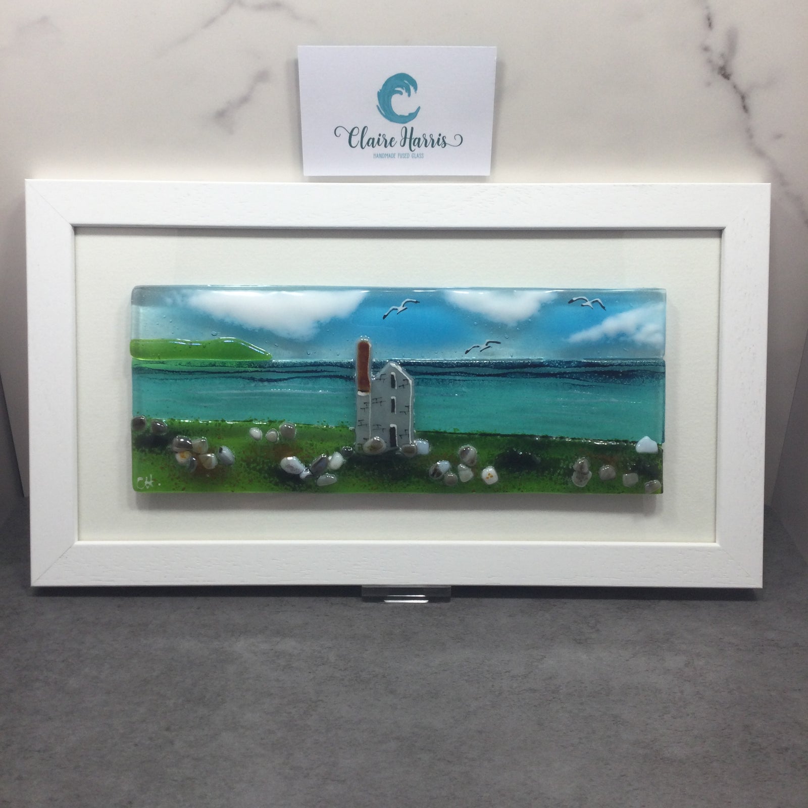 Large Framed Rectangle Engine House Scene